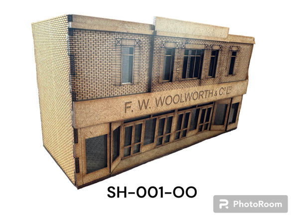 'OO' Gauge High Street Woolworths. laser cut kit. Model Railway. Diorama. 1:76