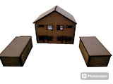 'OO' Gauge 1970's style pair semi detached houses with 2 garages.